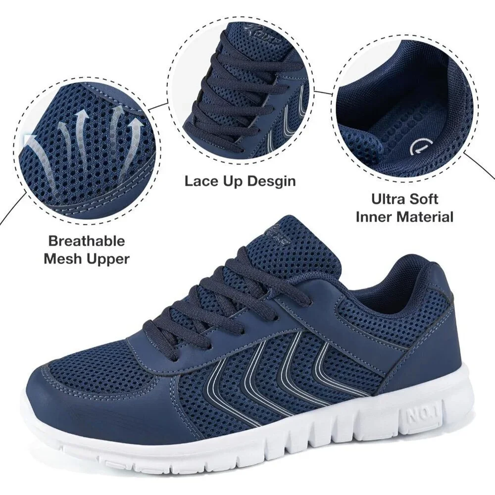 Women Running Shoes Slip On Walking Non Slip Comfortable Fashion Tennis Navy